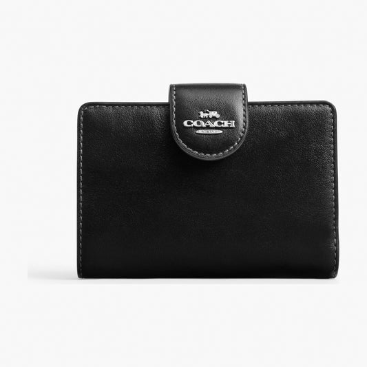 Coach Medium Corner Zip Wallet - Silver/Black