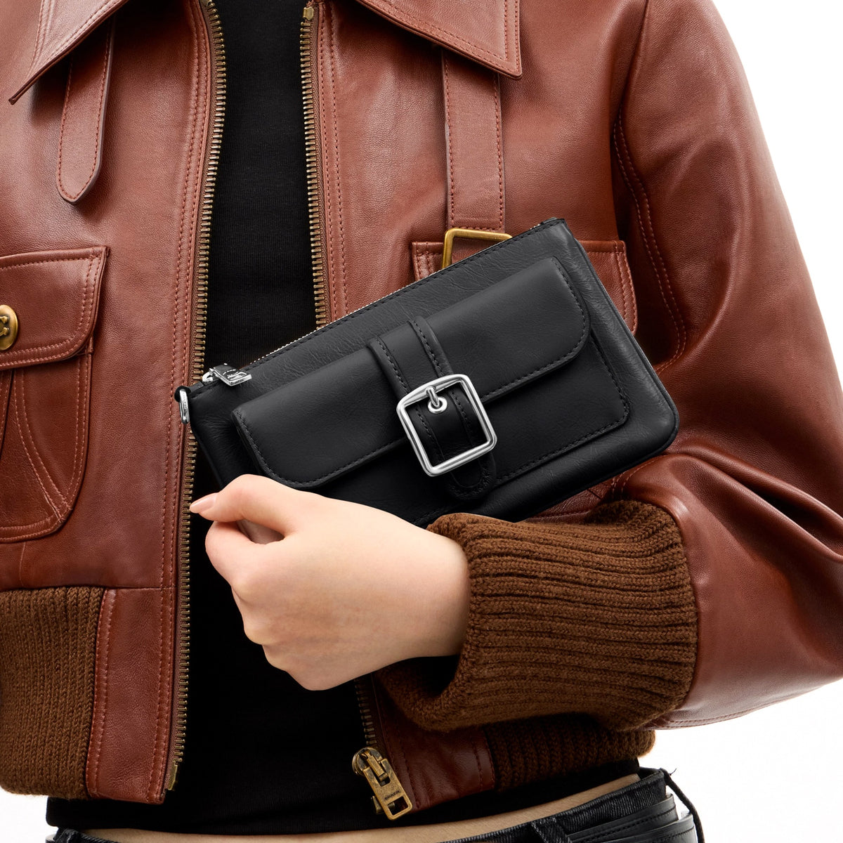 Coach Ashton Wristlet - Silver/Black