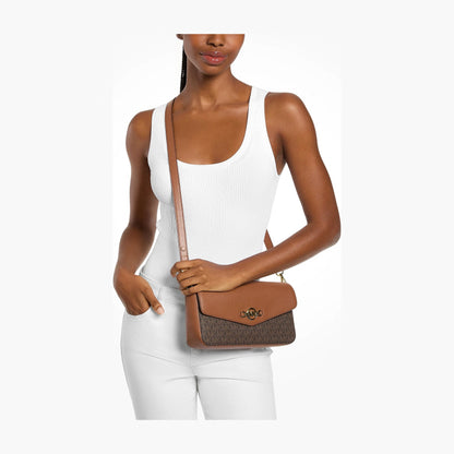 Michael Kors Kacey Medium Signature Logo Shoulder Bag - BROWN