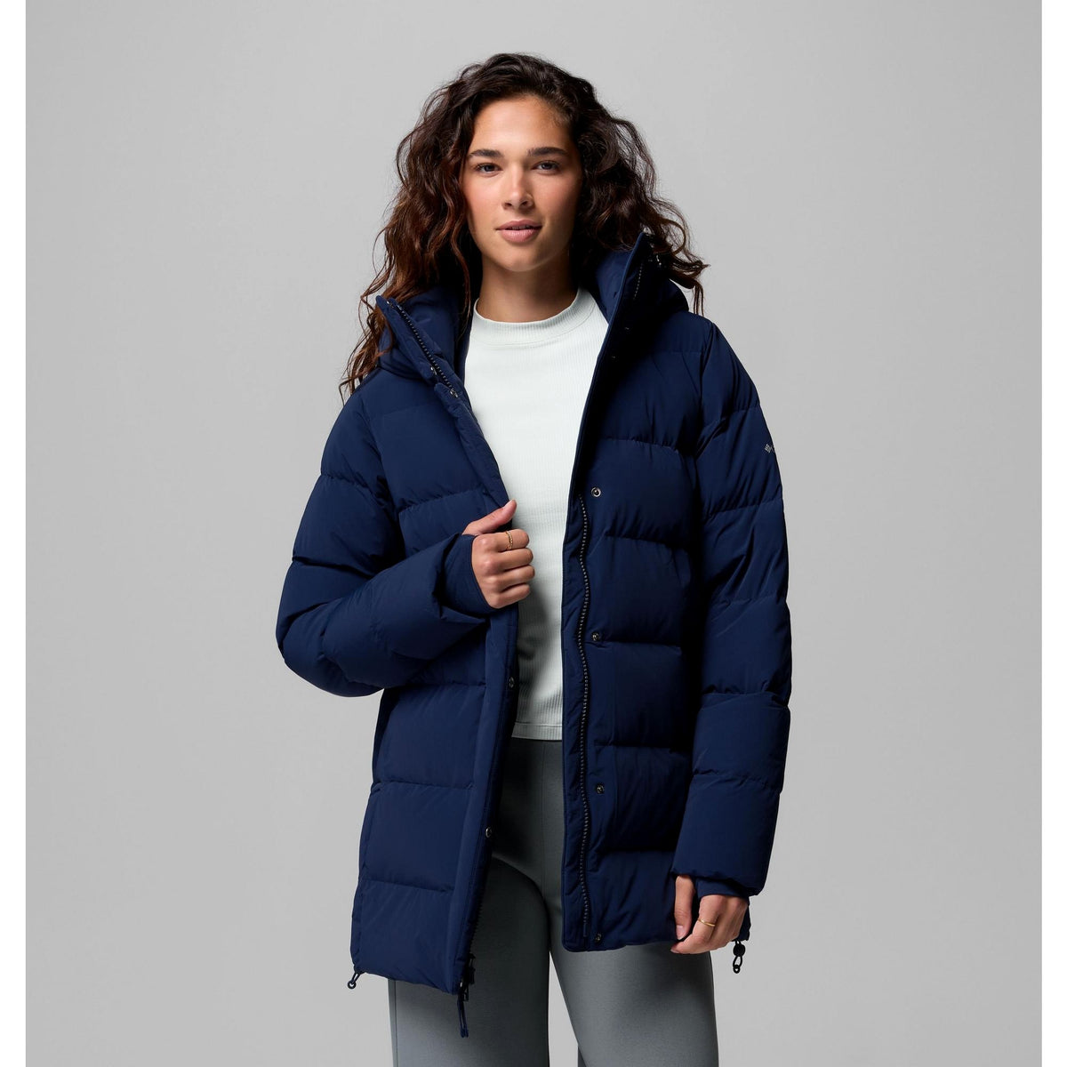 Columbia Women's Amaze Puff Mid Hooded Jacket - Collegiate Navy Matte