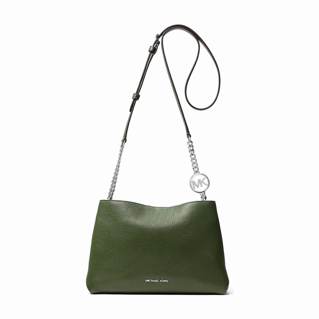 Michael Kors Christina Small Pebbled Leather Crossbody Bag - AMAZON GREEN