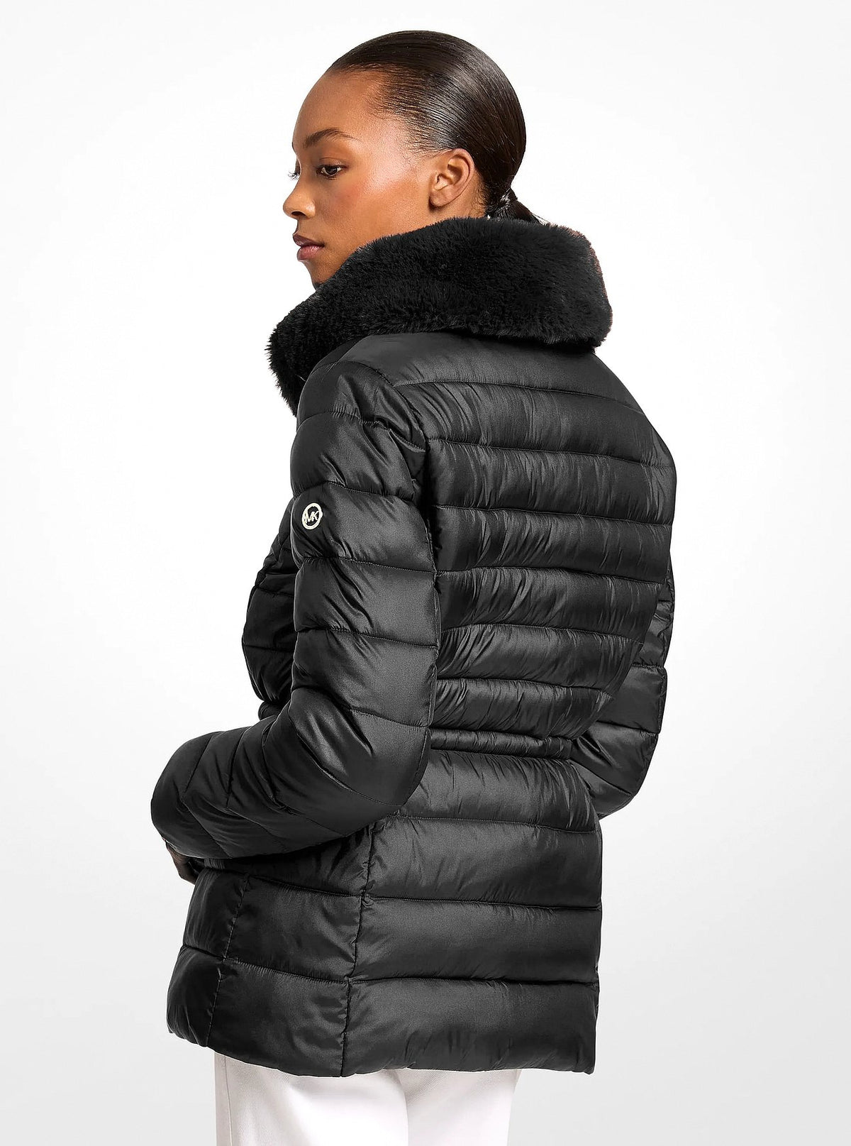 Michael Kors Faux Fur Quilted Puffer Jacket - BLACK