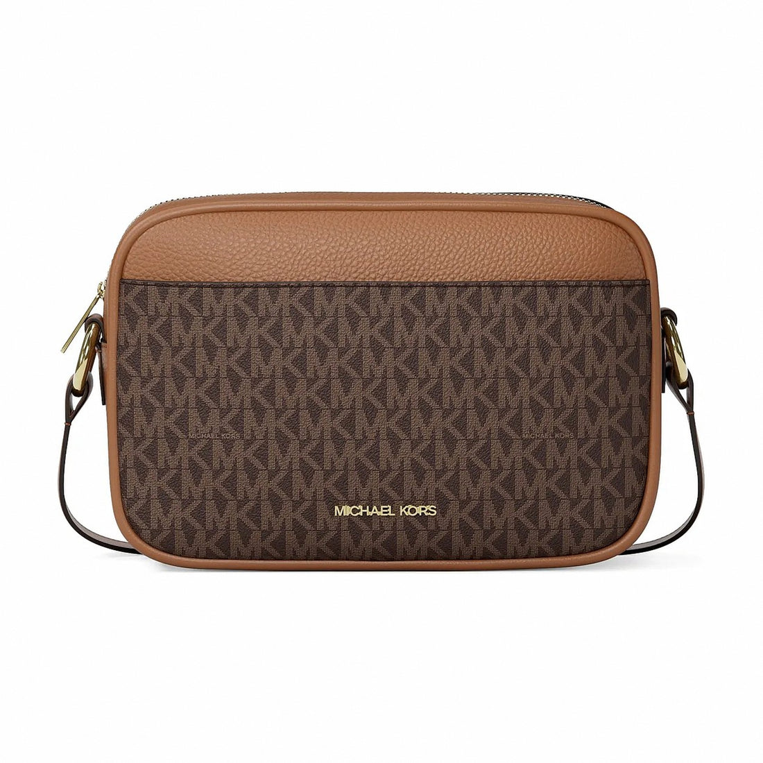 Michael Kors Jet Set Travel Large Signature logo Camera Crossbody Bag - BROWN