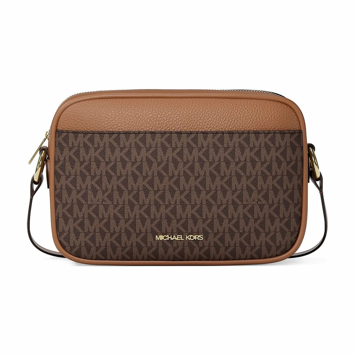 Michael Kors Jet Set Travel Large Signature logo Camera Crossbody Bag - BROWN