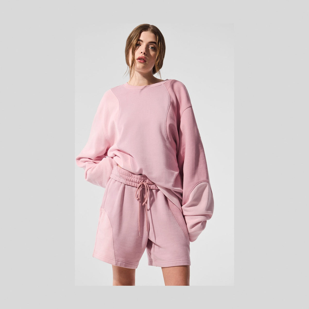 Alo Yoga Make Waves Crew Neck Pullover - Sunset Pink Tonal