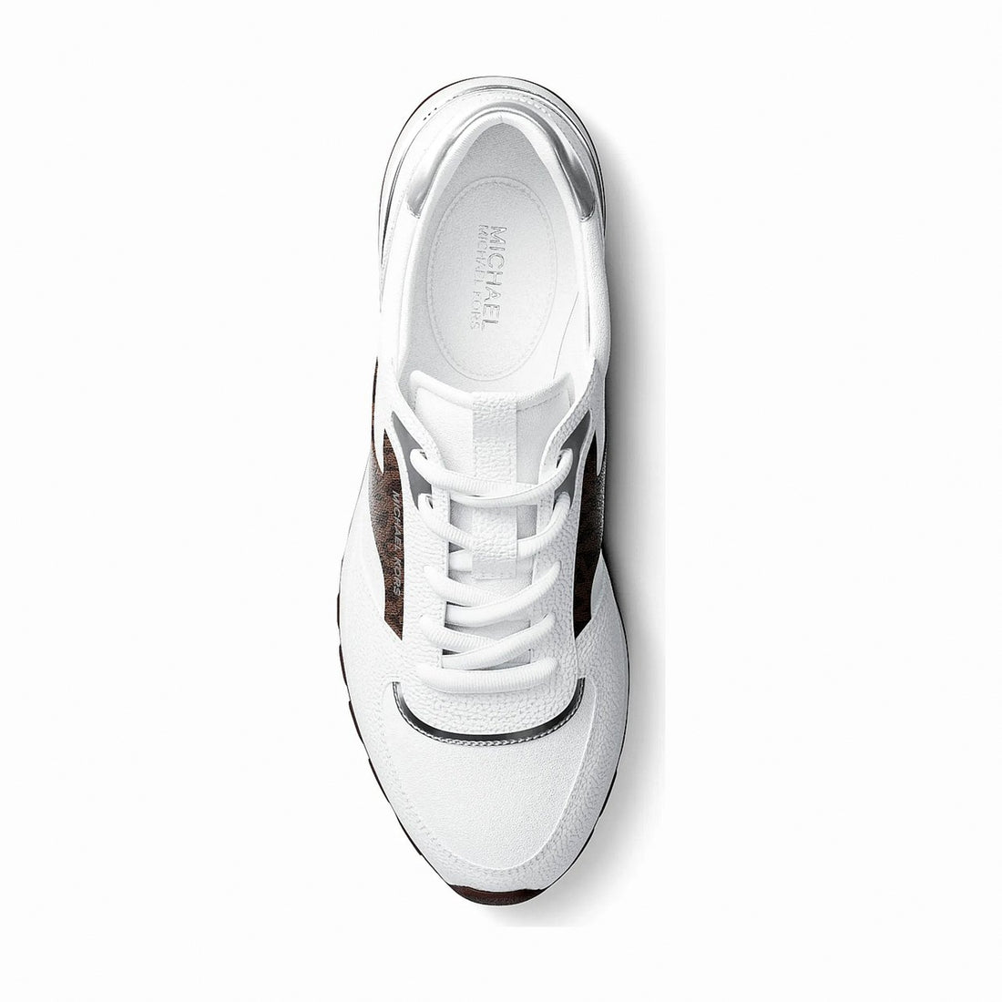 Michael Kors Remy Mixed-Media Trainer - OP WHT/BROWN