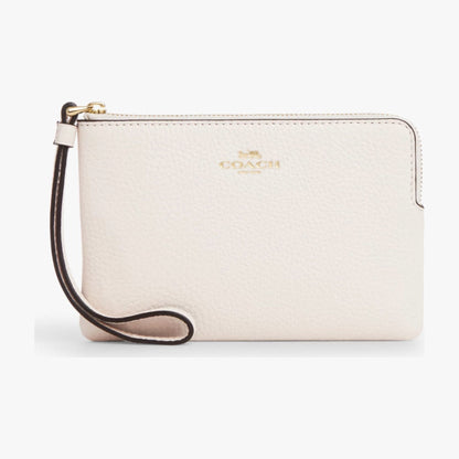 Coach Corner Zip Wristlet - Gold/Chalk
