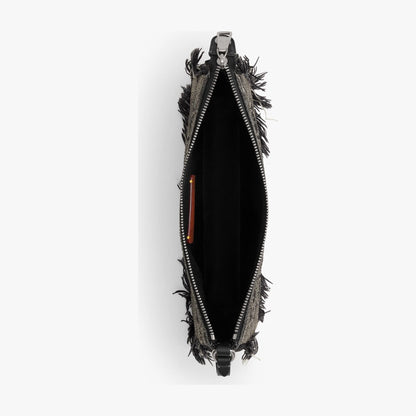 Coach Plaza Bag In Regenerative Cotton Denim With Loved Crystal Signature - Silver/Black