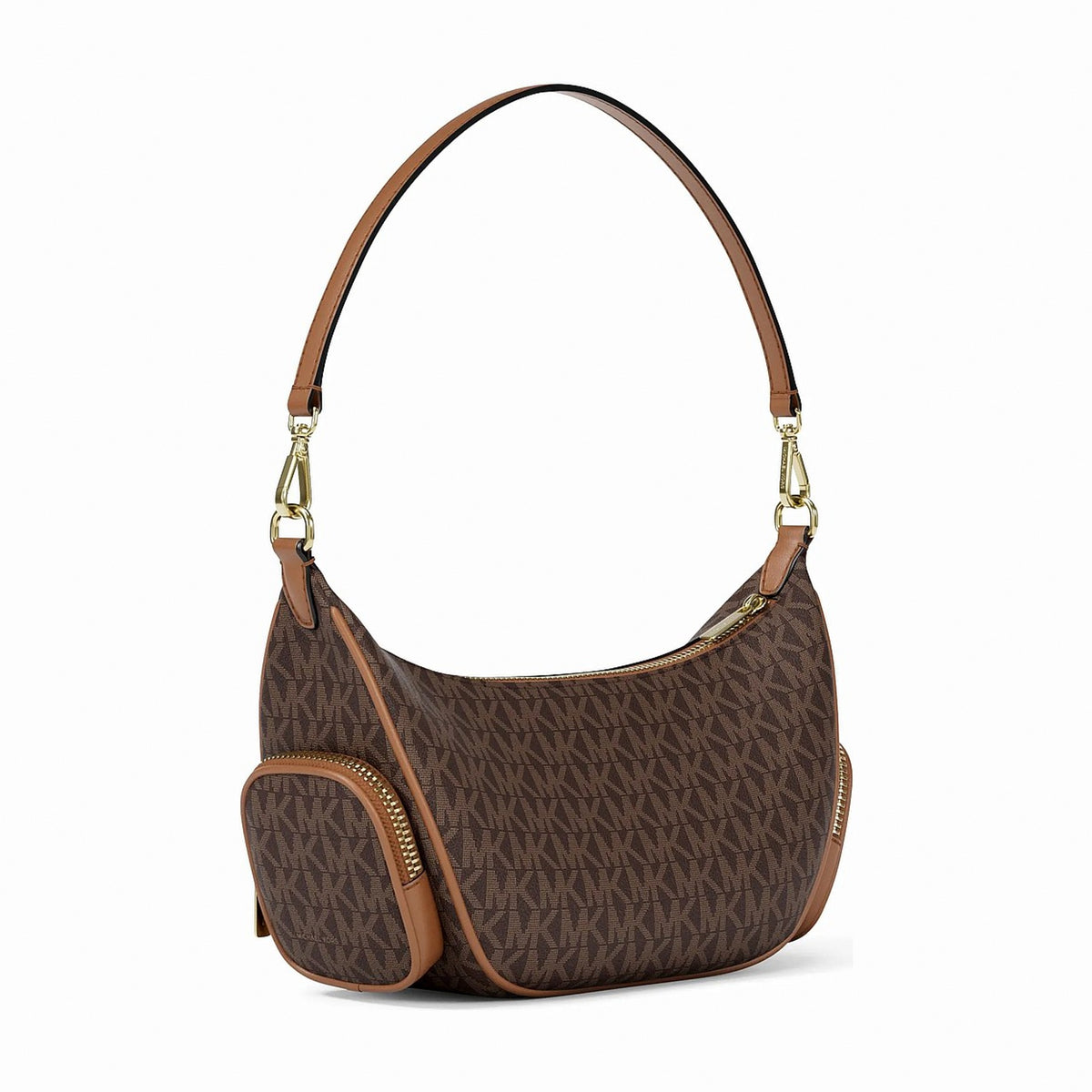 Michael Kors Merritt Small Signature Logo Convertible Shoulder Bag - BROWN