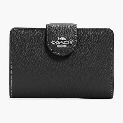 Coach Medium Corner Zip Wallet - Silver/Black