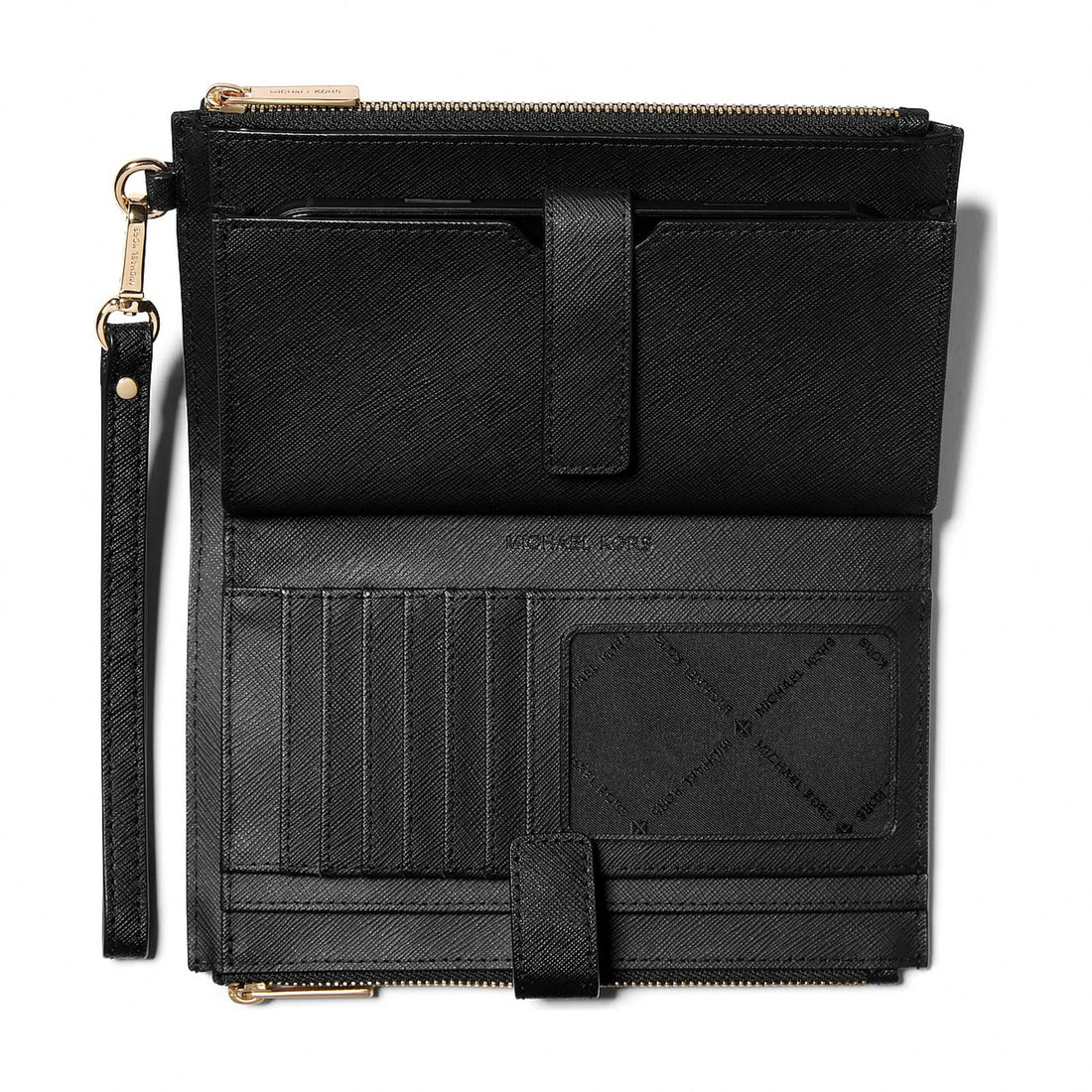 Michael Kors Jet Set Large Leather Smartphone Wristlet Wallet - BLACK