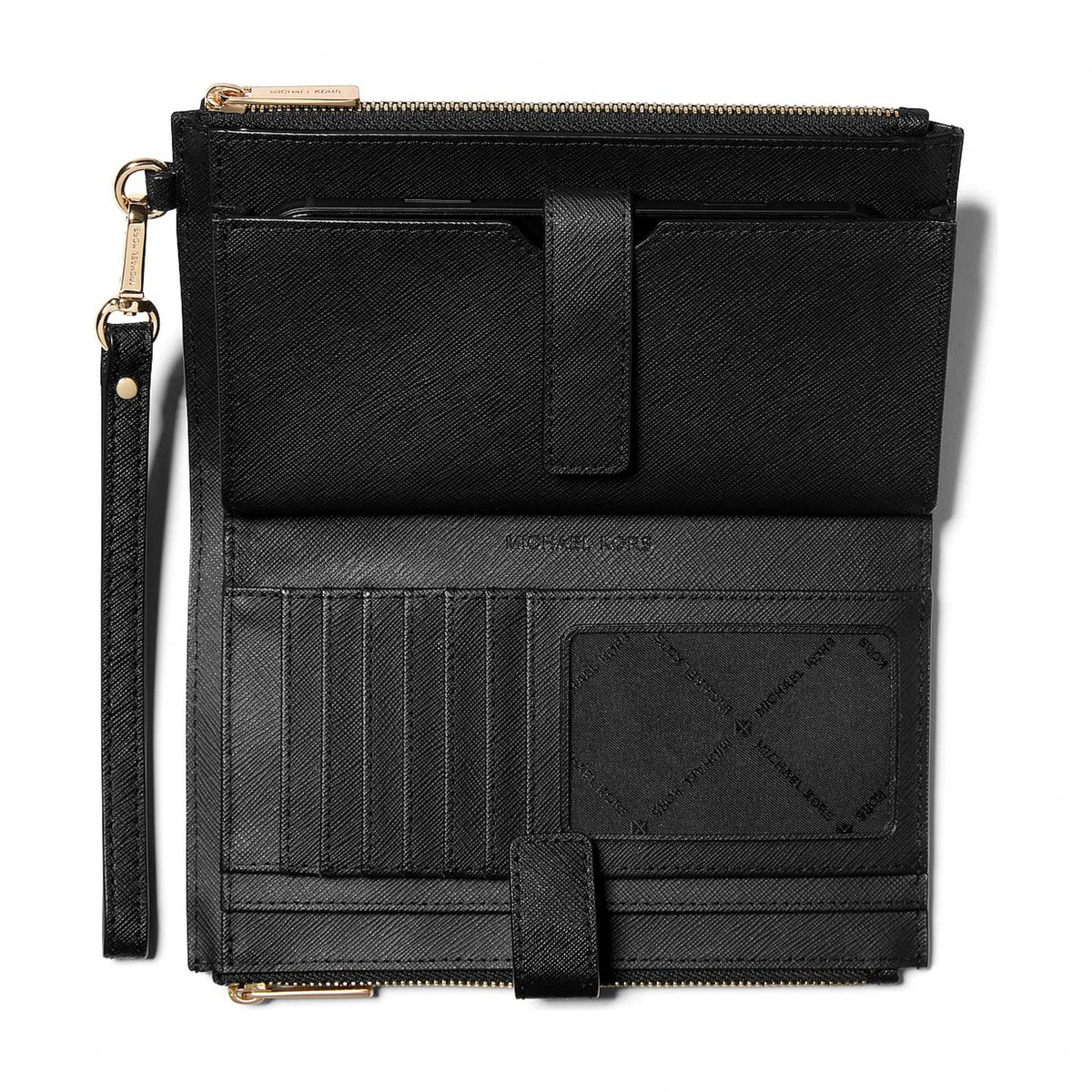 Michael Kors Jet Set Large Leather Smartphone Wristlet Wallet - BLACK