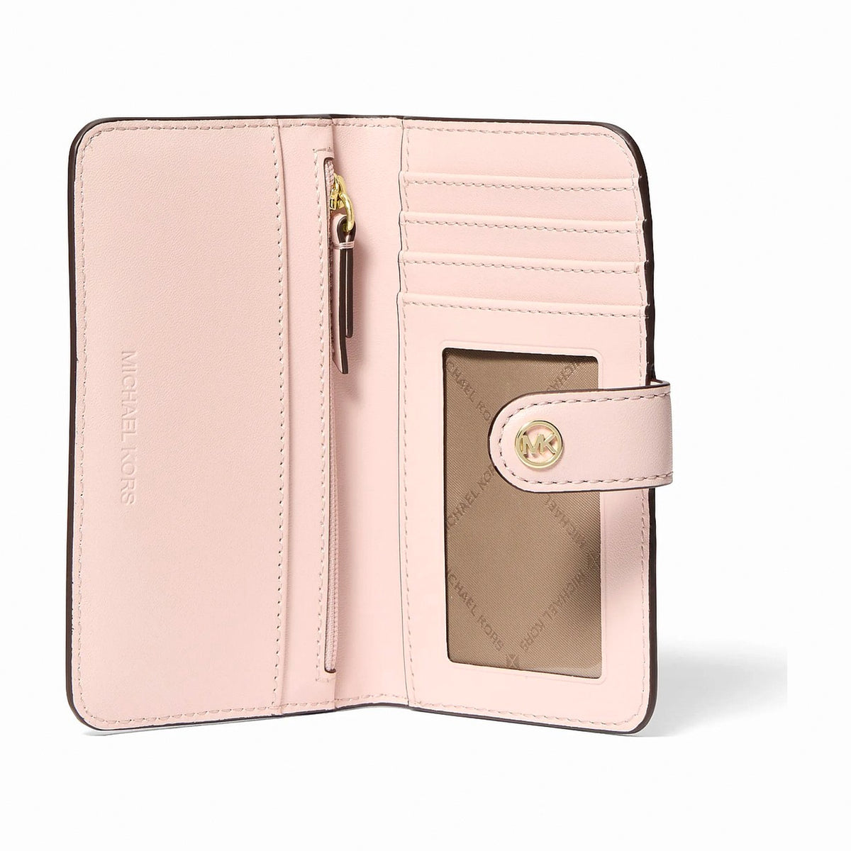 Michael Kors Jet Set Travel Medium Pebbled Leather Billfold Wallet - POWDER BLUSH