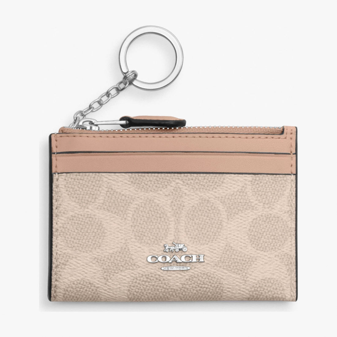 Coach Mini Skinny ID Case In Signature Canvas - Silver/Sand/Taupe