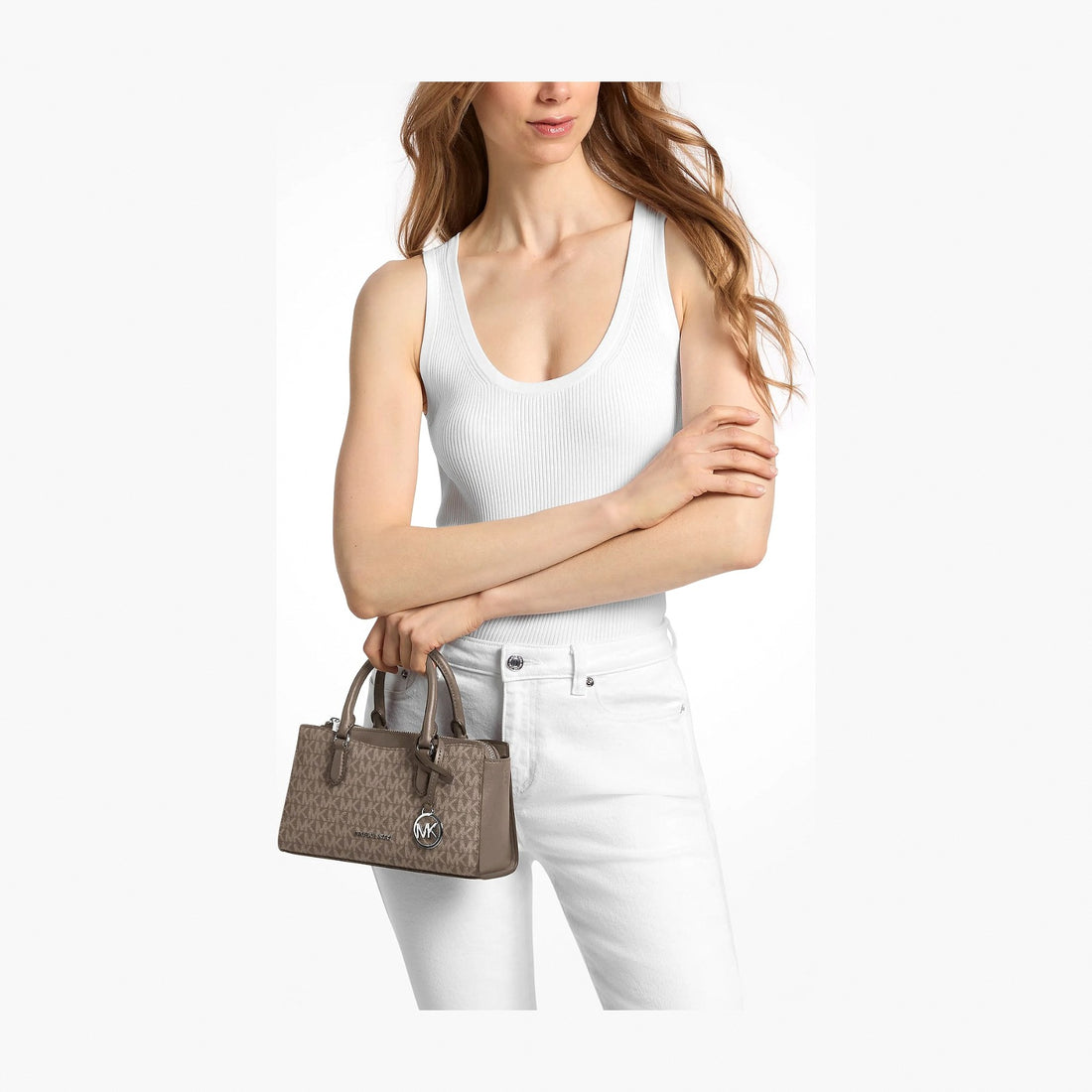 Michael Kors Arden Small Signature Logo Messenger Bag - MUSHROOM