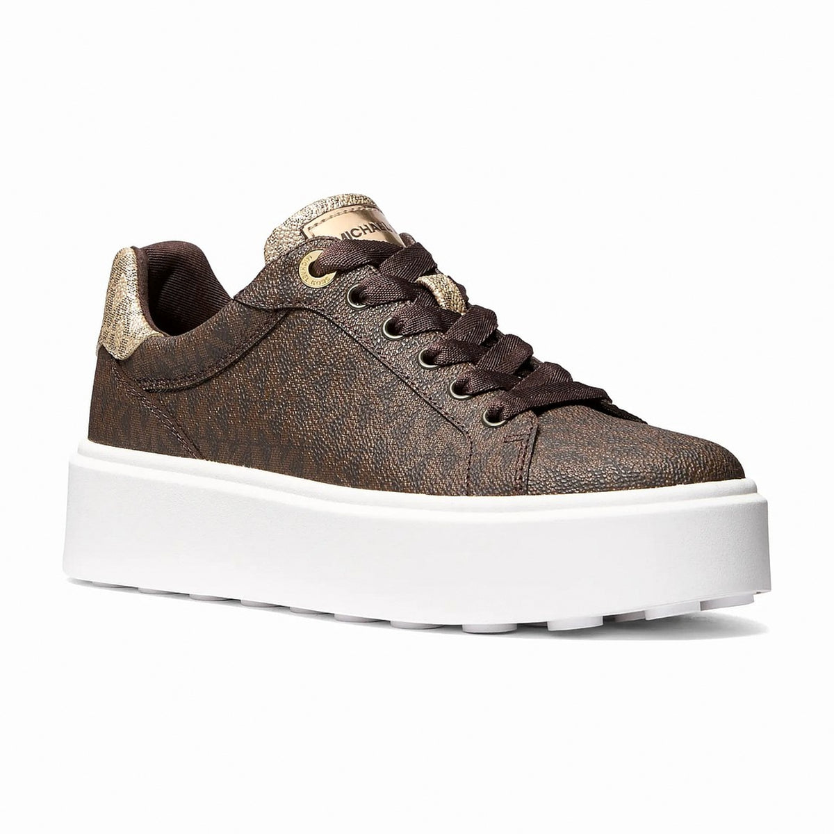 Michael Kors Romey Metallic Two-Tone Signature Logo Platform Sneaker - BROWN