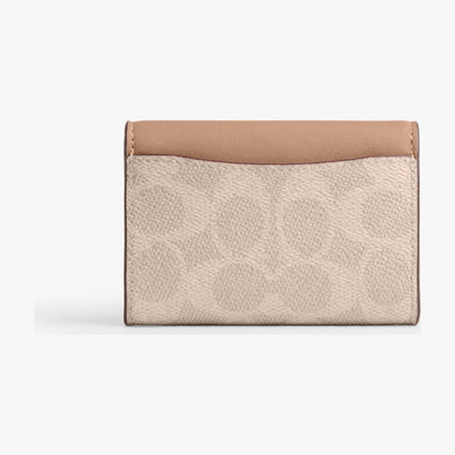 Coach Flap Card Case In Signature Canvas - Silver/Sand/Taupe