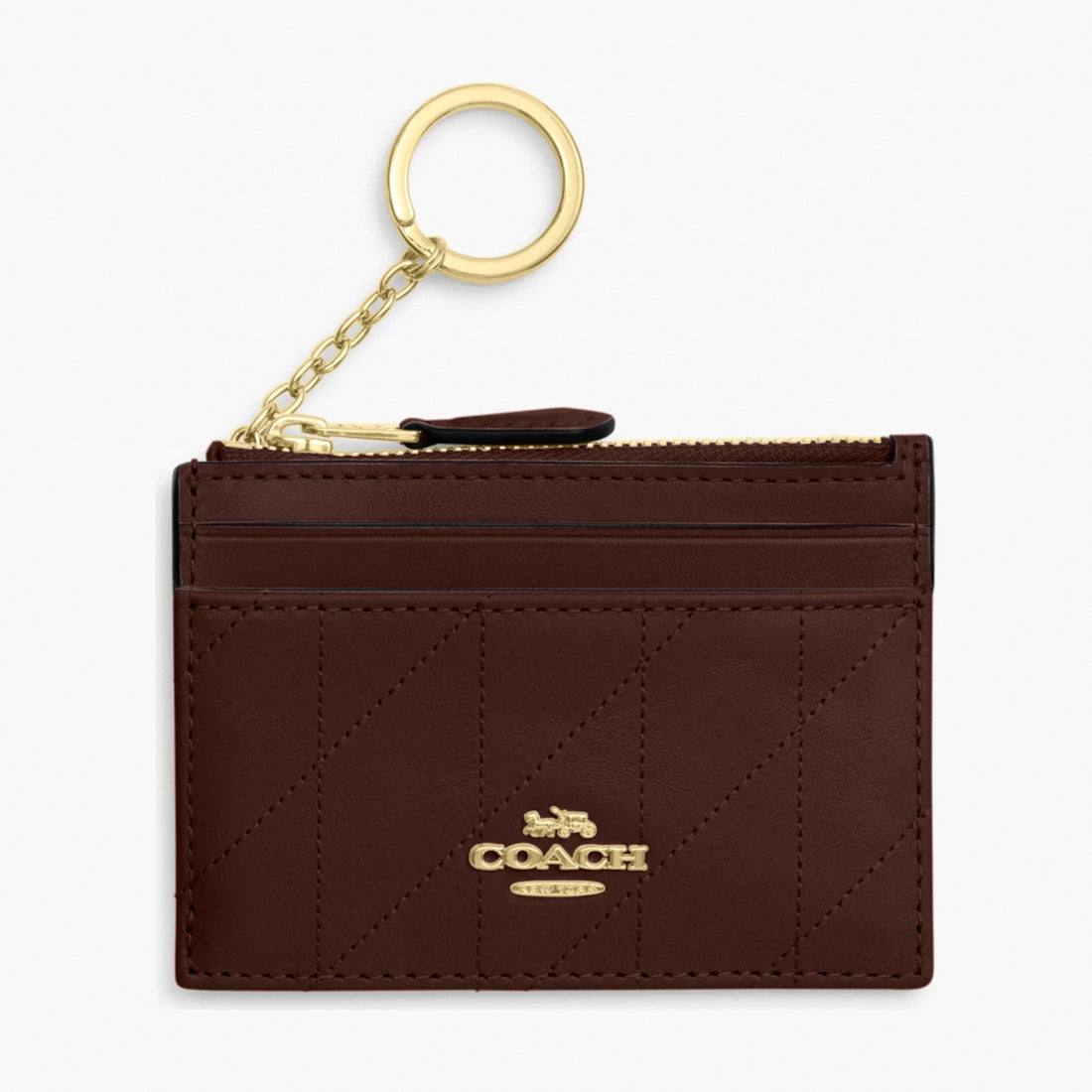 Coach Mini Skinny Id Case With Quilting - Gold/Maple