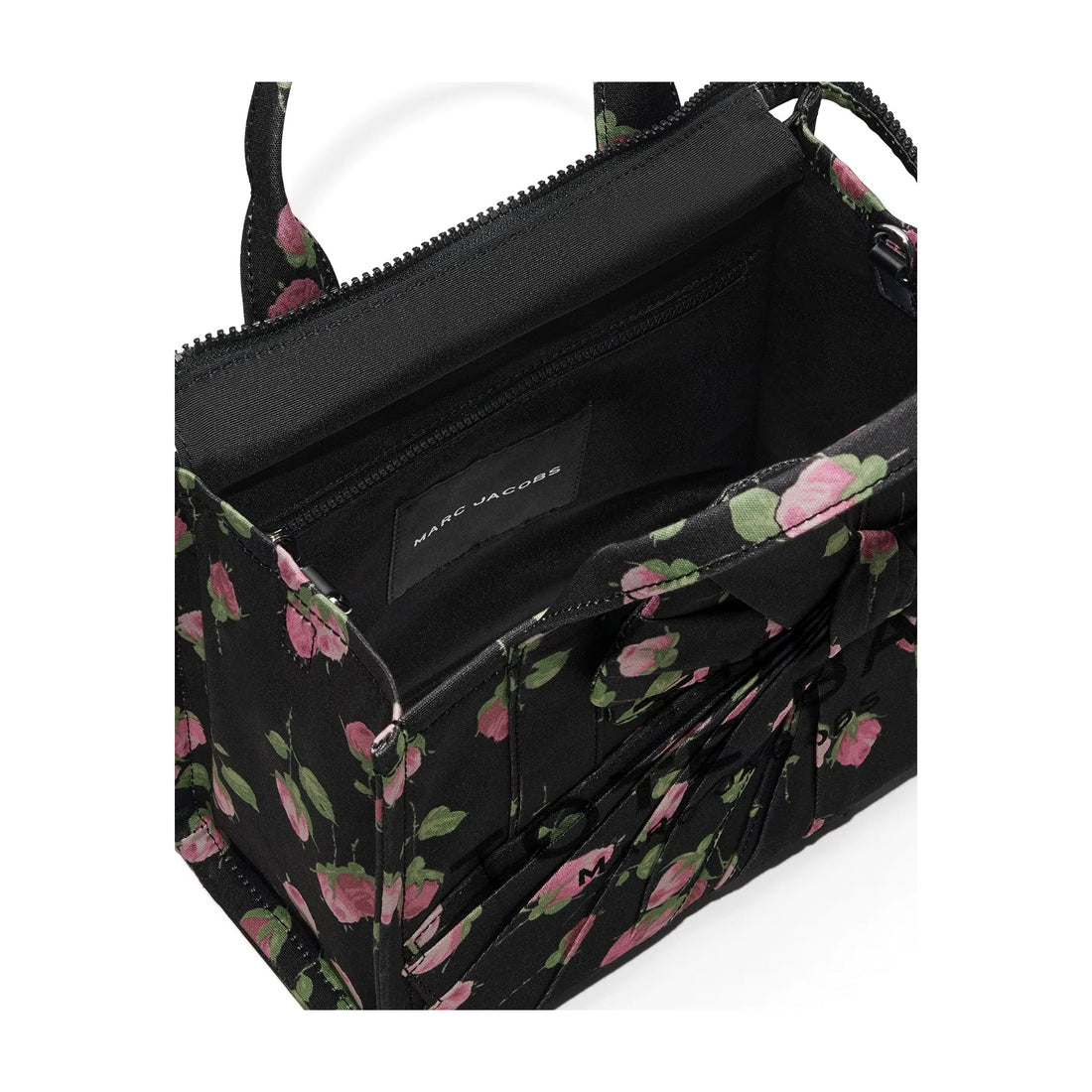 Marc Jacobs Small Tote Bag In Vintage Floral Canvas With Oversized Bow - BLACK MULTI
