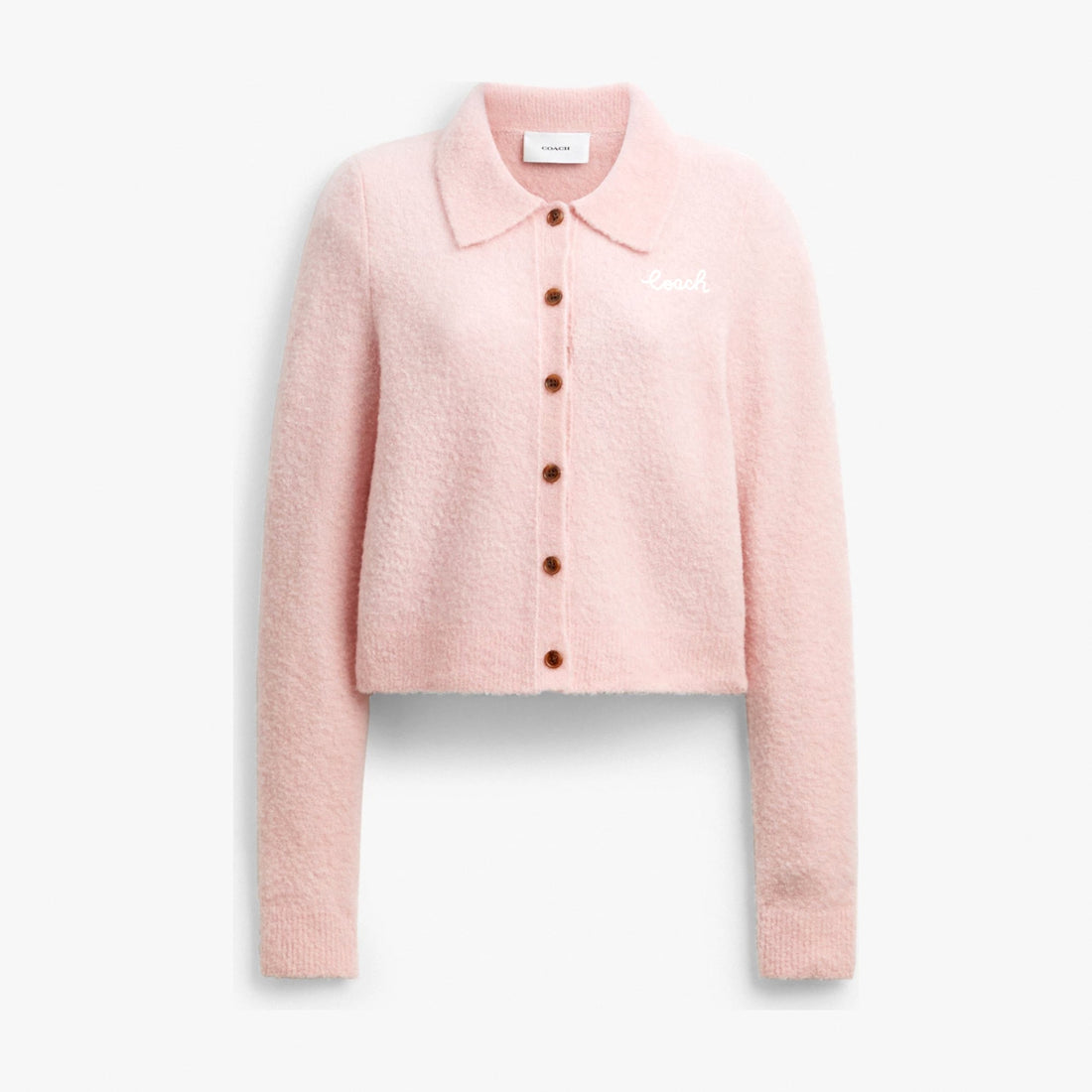 Coach Embroidered Cropped Cardigan - Light Pink