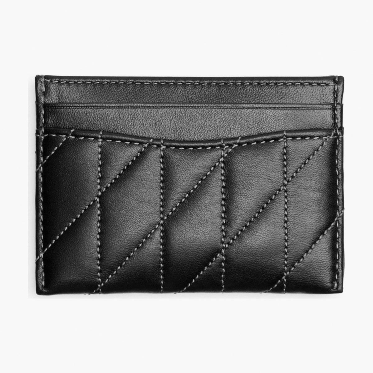 Coach Essential Card Case With Pillow Quilting - Pewter/Black