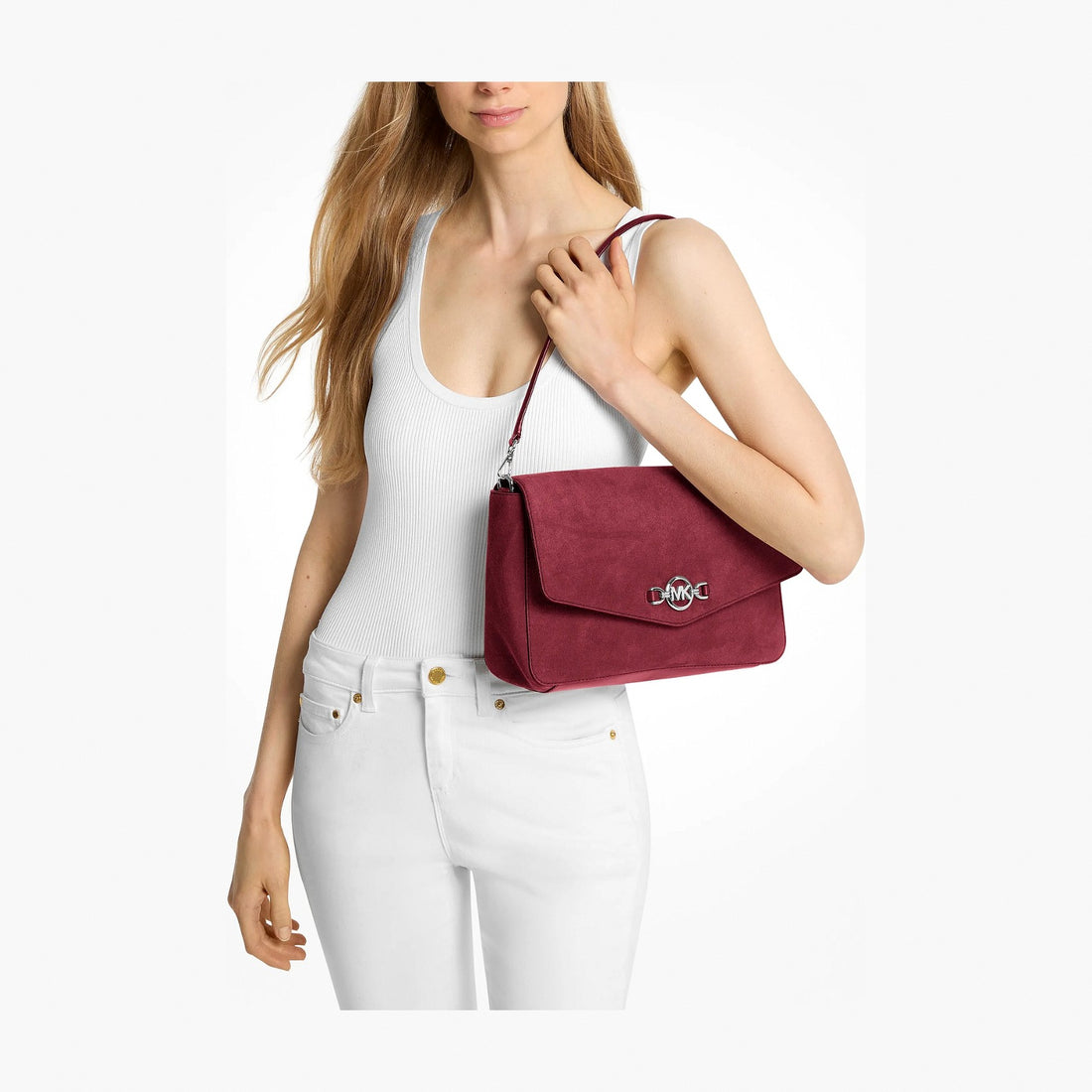 Michael Kors Kacey Large Convertible Shoulder Bag - MAROON