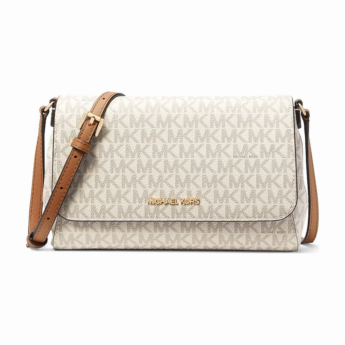 Michael Kors Medium Signature Logo Convertible Crossbody Bag - VANILLA