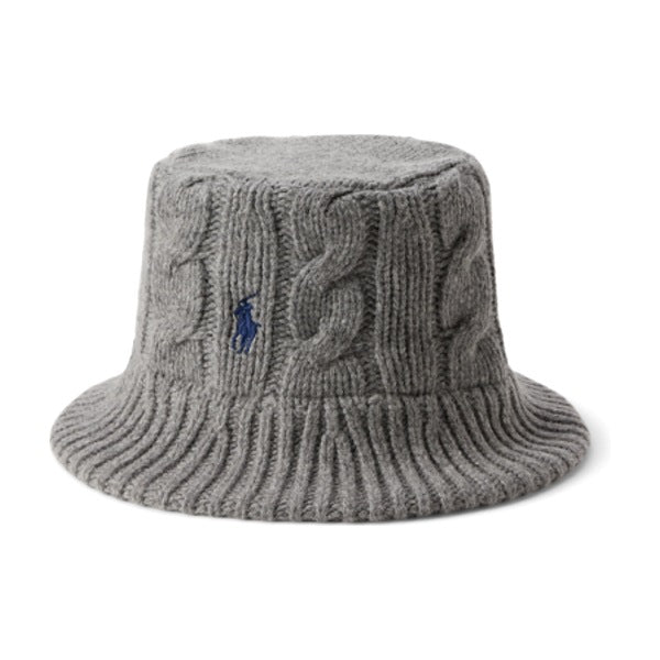 Polo Ralph Lauren Cable-Knit Wool-Blend Bucket Hat - Med Grey Htr