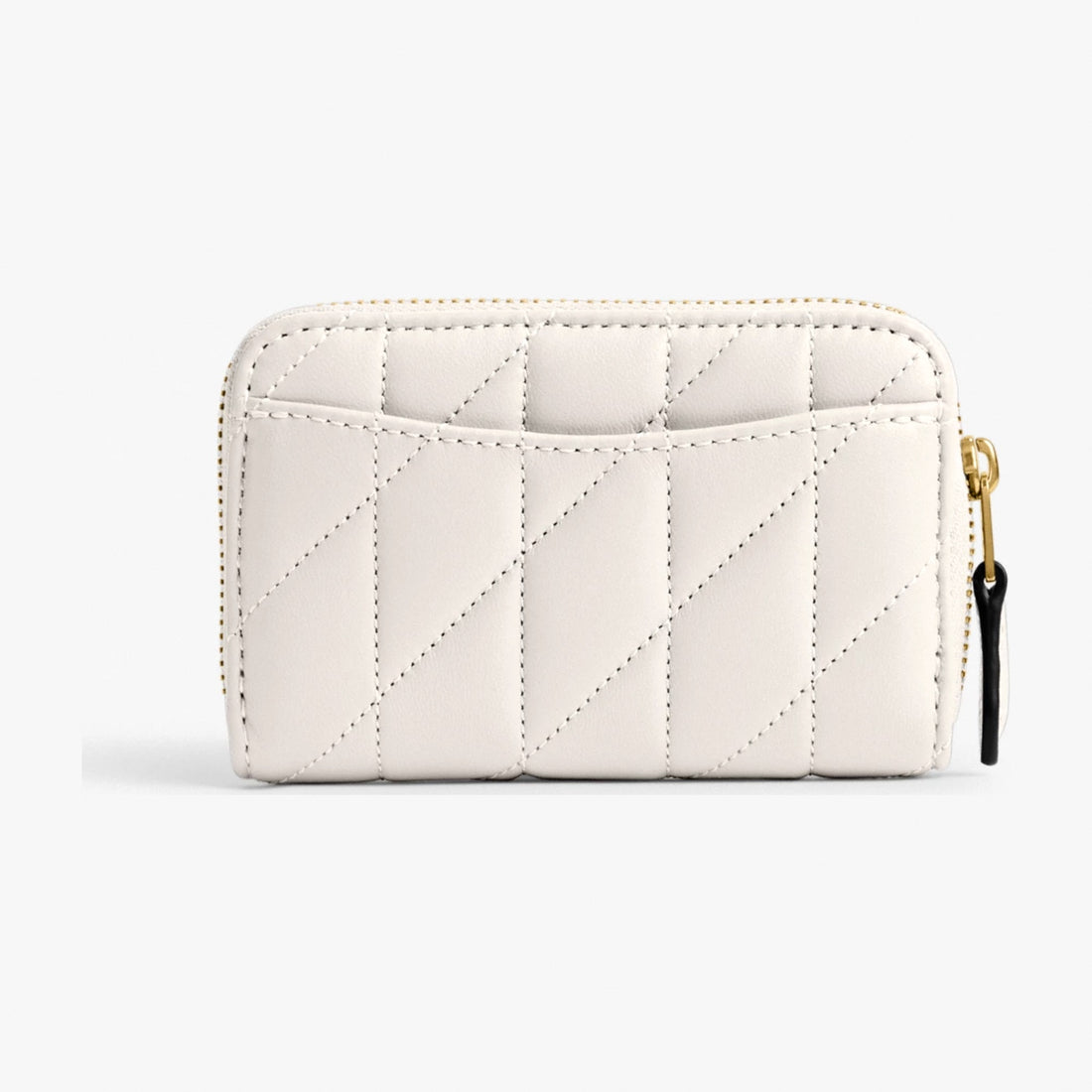Coach Essential Small Zip Around Card Case With Pillow Quilting - Brass/Chalk