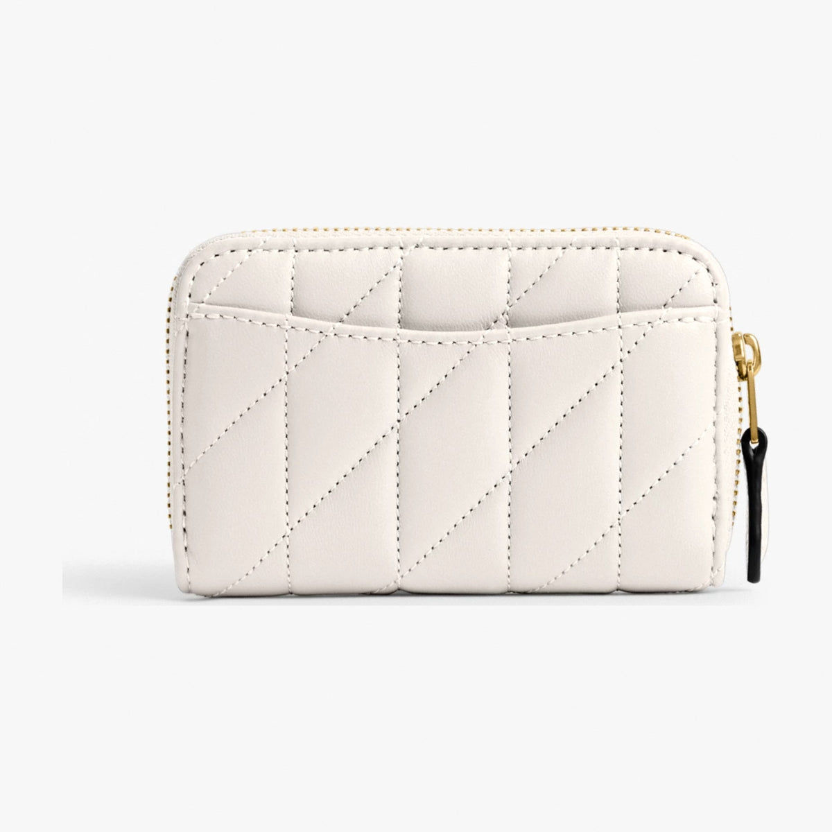 Coach Essential Small Zip Around Card Case With Pillow Quilting - Brass/Chalk
