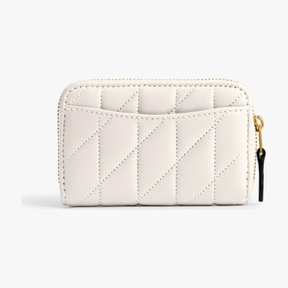 Coach Essential Small Zip Around Card Case With Pillow Quilting - Brass/Chalk