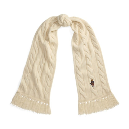 Polo Ralph Lauren Polo Bear Cable-Knit Scarf - Cream