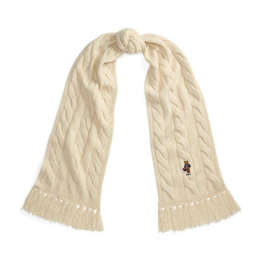 Polo Ralph Lauren Polo Bear Cable-Knit Scarf - Cream
