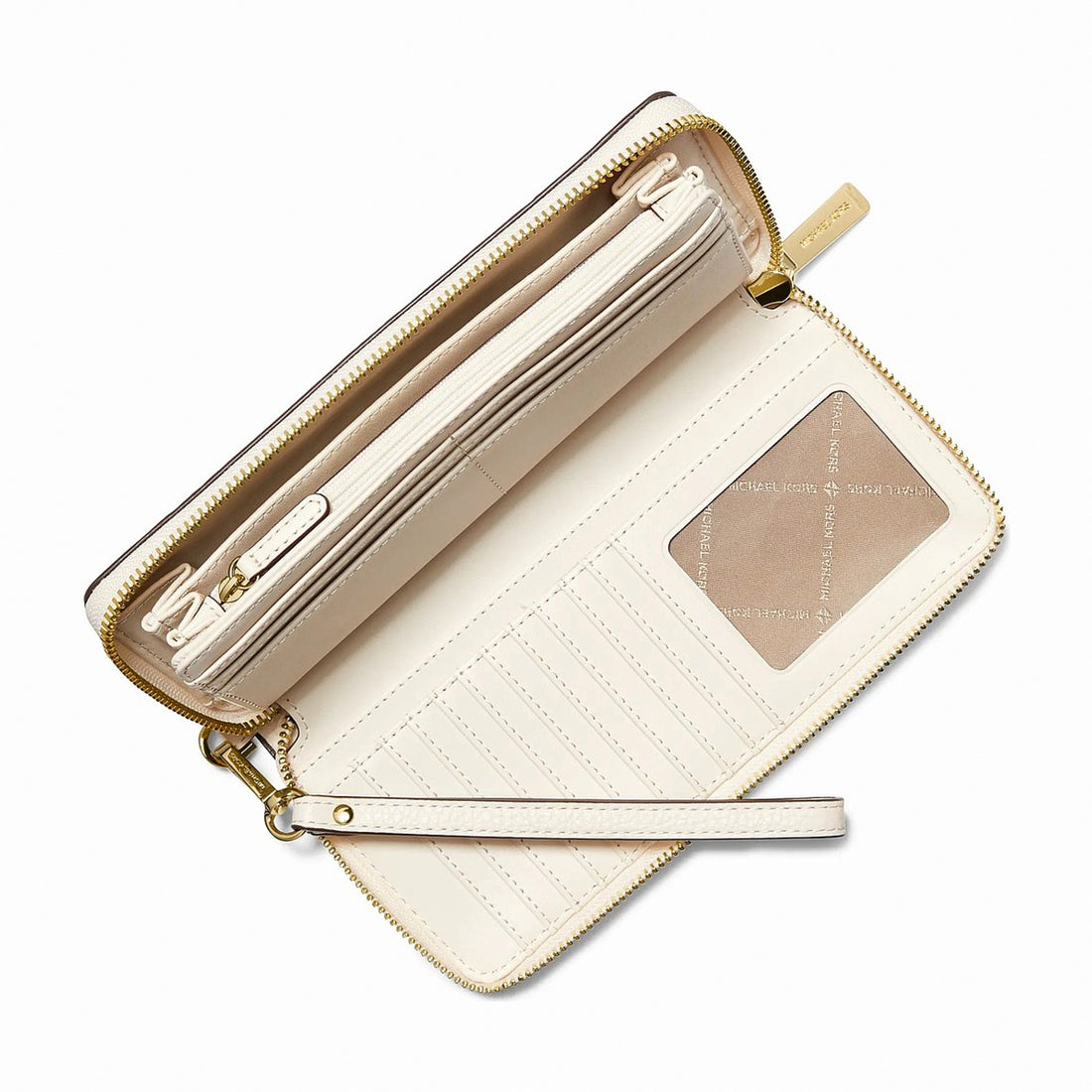 Michael Kors Jet Set Travel Large Pebbled Leather Wristlet - LT CREAM