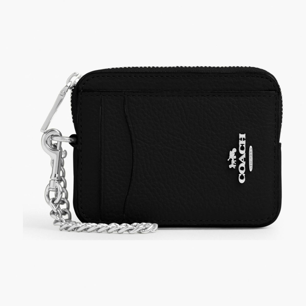 Coach Zip Card Case - Silver/Black
