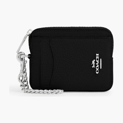 Coach Zip Card Case - Silver/Black