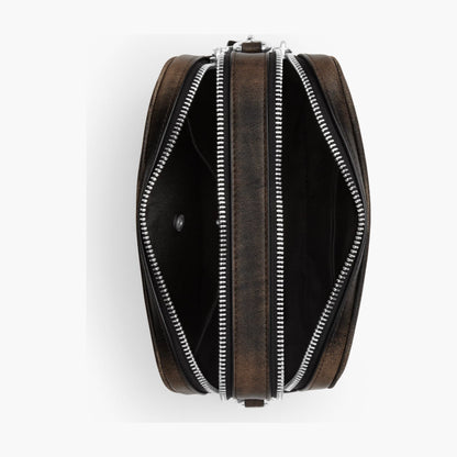 Coach Mini Carey Crossbody Bag In Loved Leather - Silver/Black Brown
