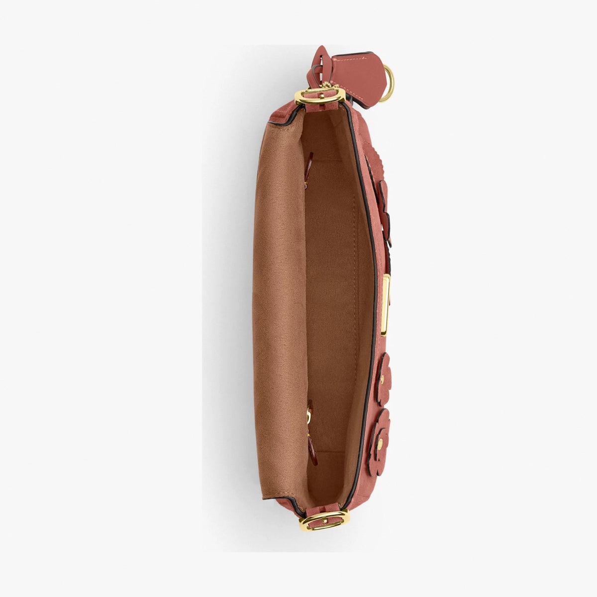 Coach Etta Small Flap Shoulder Bag With Floral Appliqué - Gold/Blush Pink