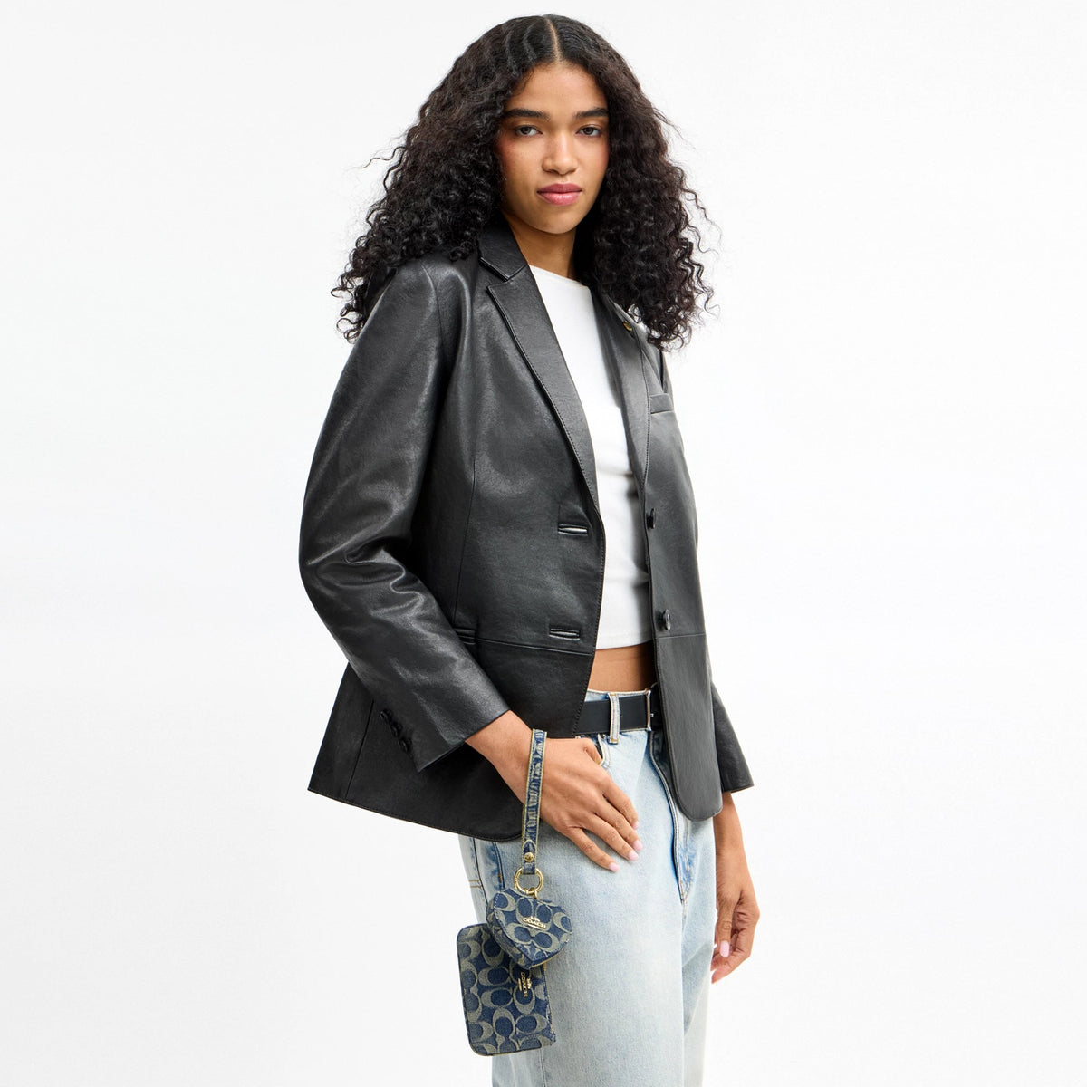 Coach Wristlet And Heart Pouch In Signature Regenerative Cotton Denim - Gold/Denim