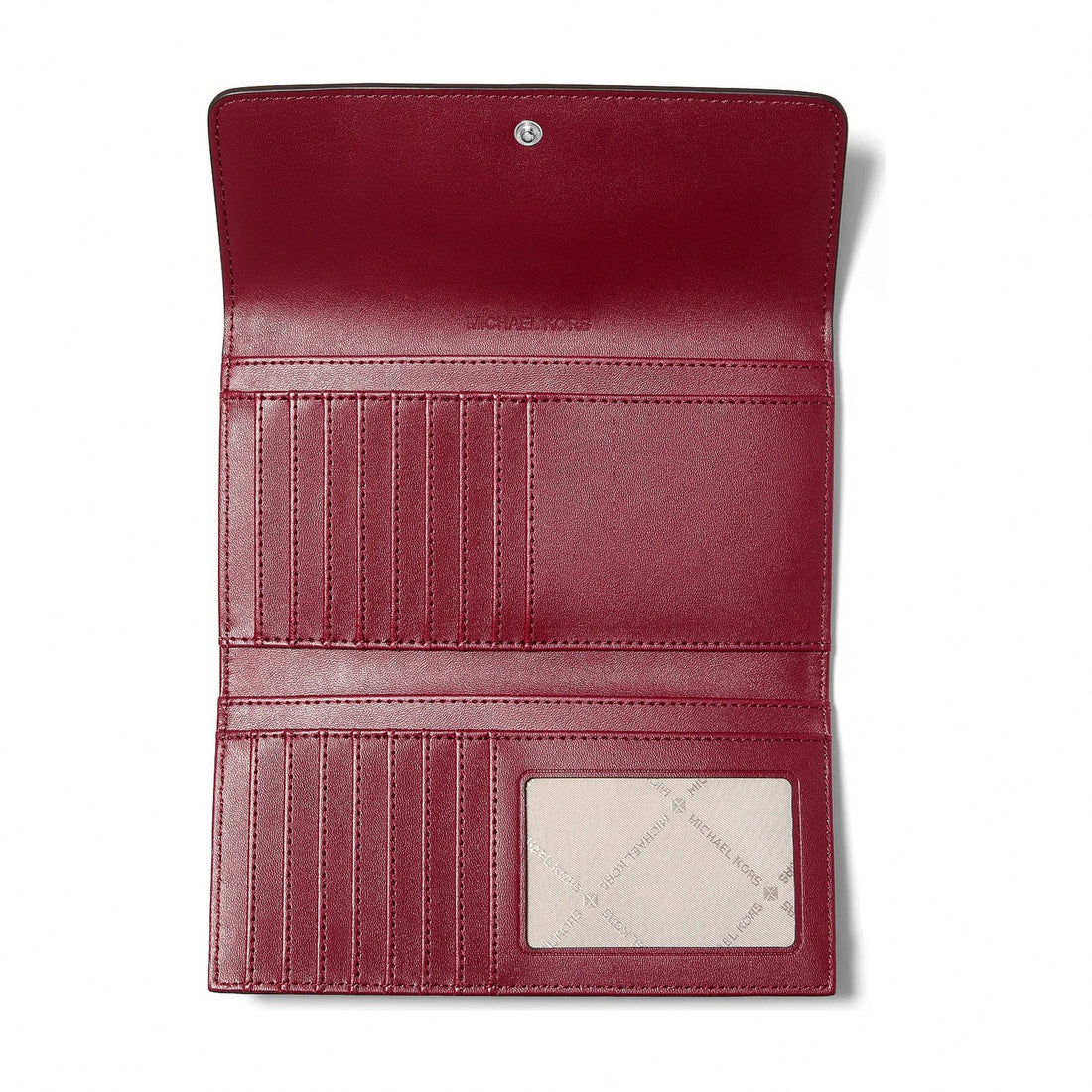Michael Kors Jet Set Travel Signature Logo Tri-Fold Wallet - MAROON