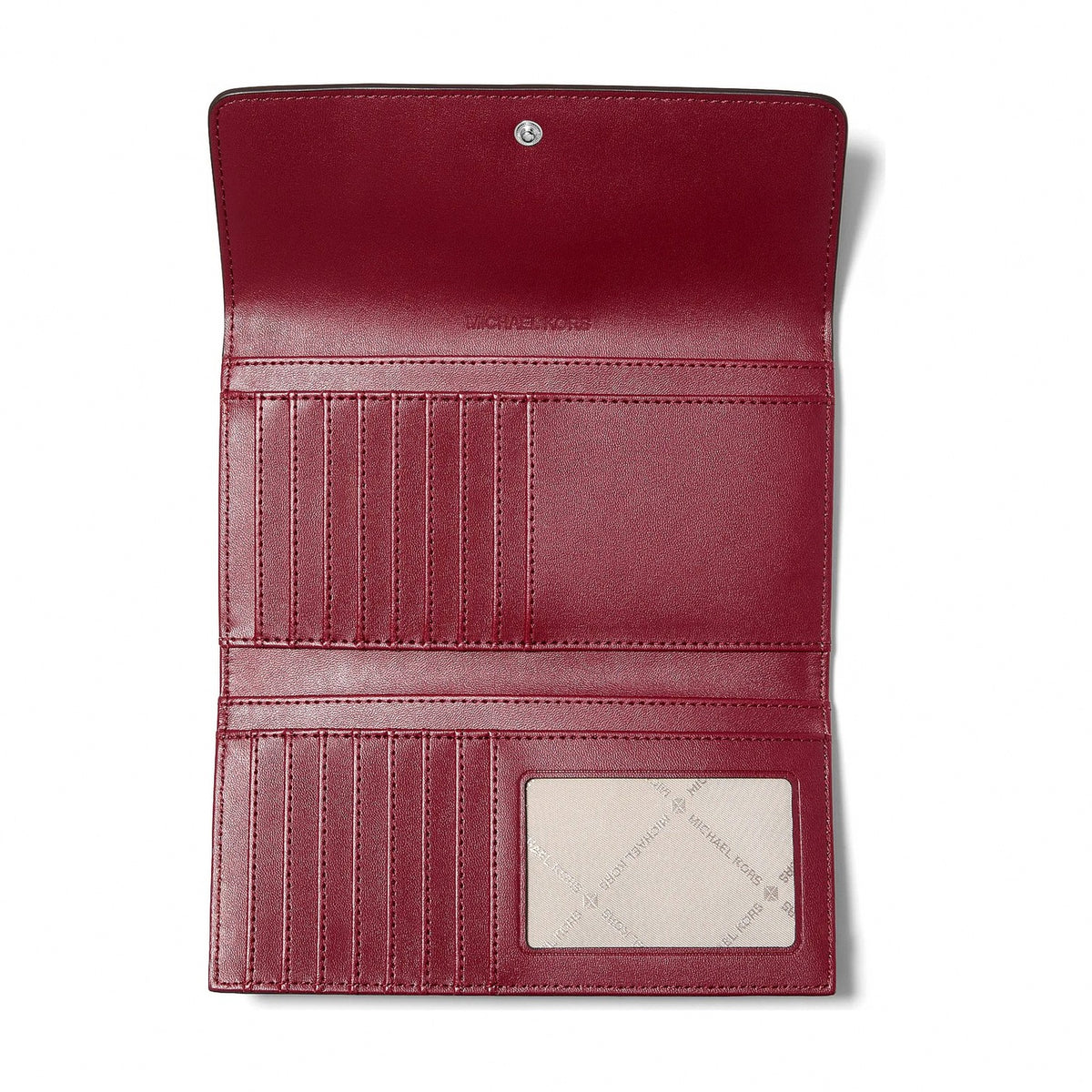 Michael Kors Jet Set Travel Signature Logo Tri-Fold Wallet - MAROON