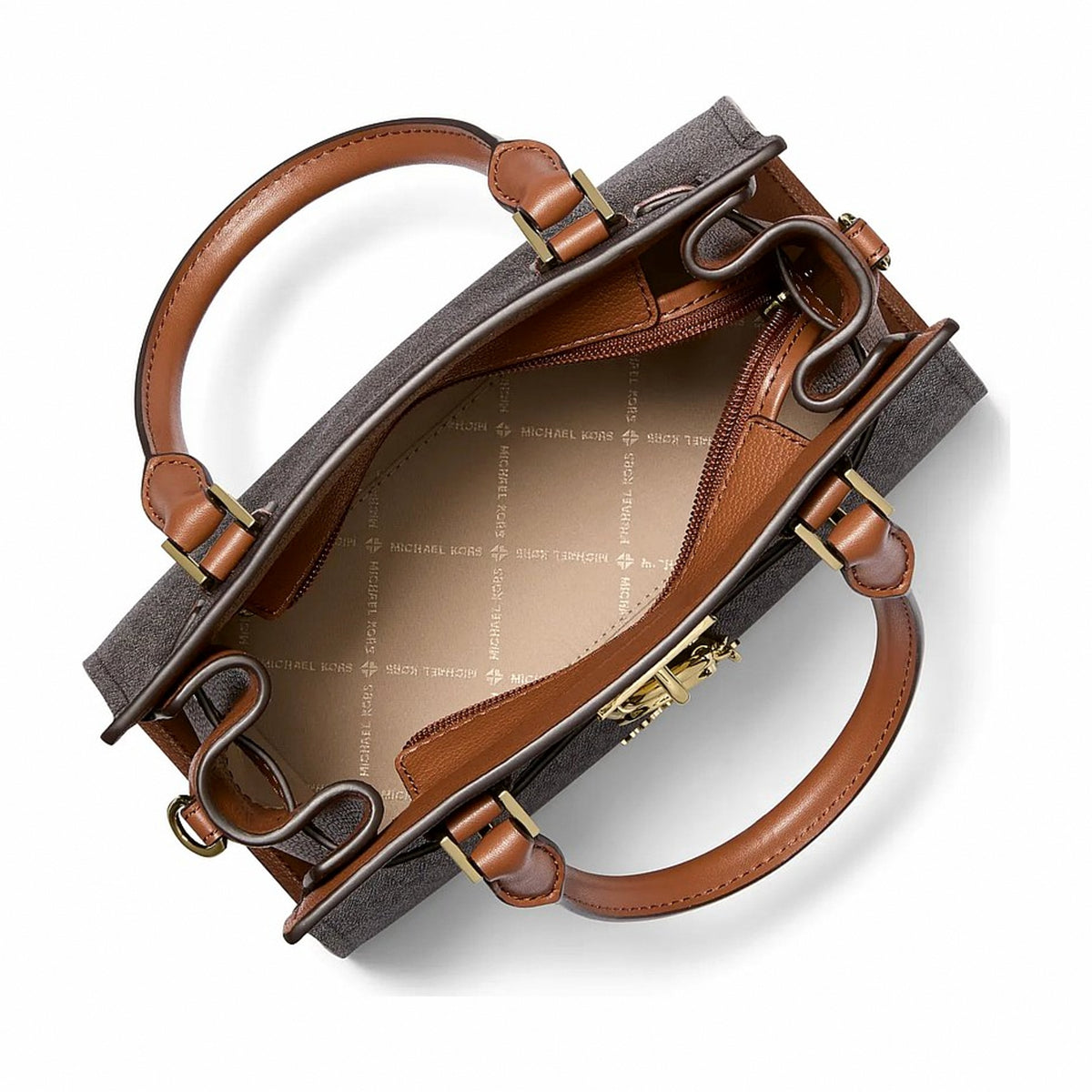 Michael Kors Landon Small Logo Satchel - BROWN