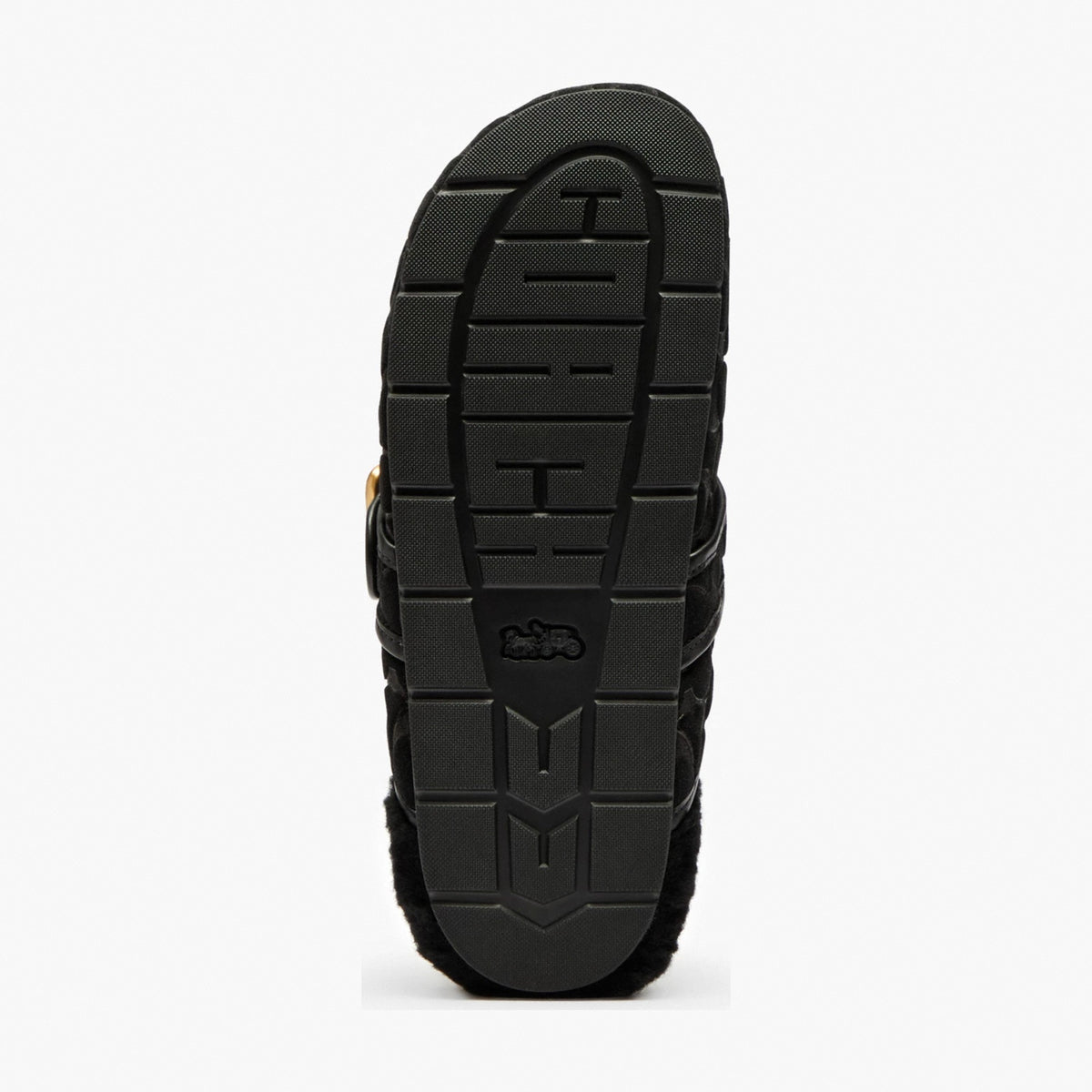 Coach Archival Buckle Clog With Signature Suede And Shearling - Black