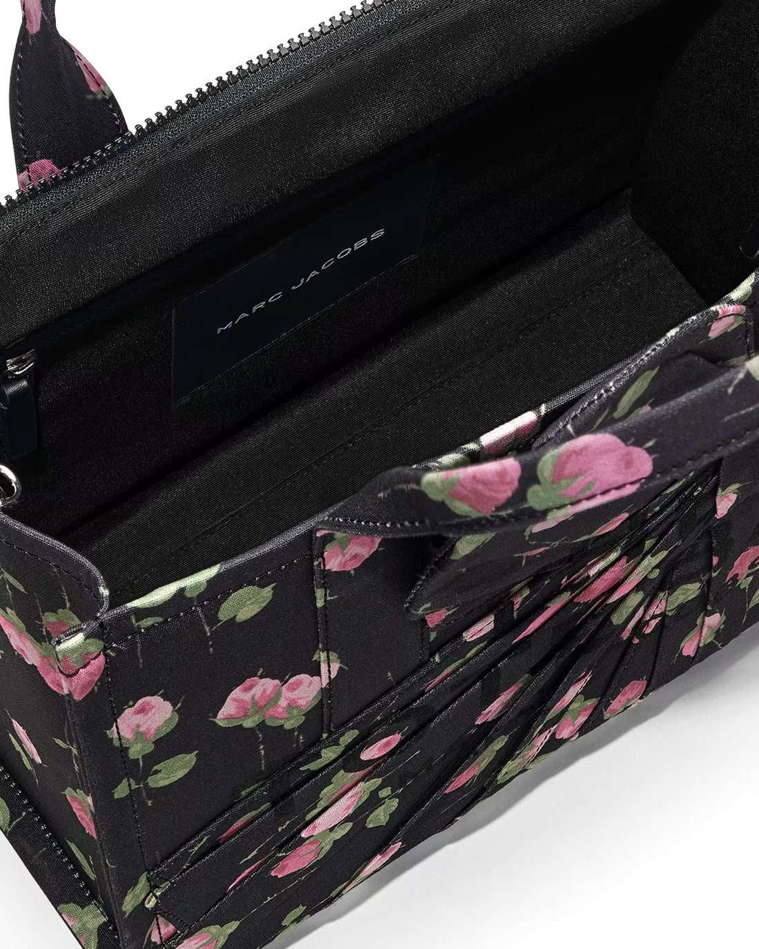 Marc Jacobs Medium Tote Bag In Vintage Floral Canvas With Oversized Bow - BLACK MULTI