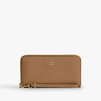 Coach Long Zip Around Wallet - Gold/Sandy Beige