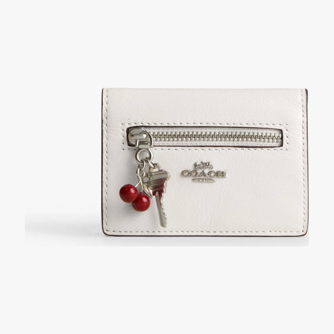 Coach Card Case With Charms - Silver/Chalk