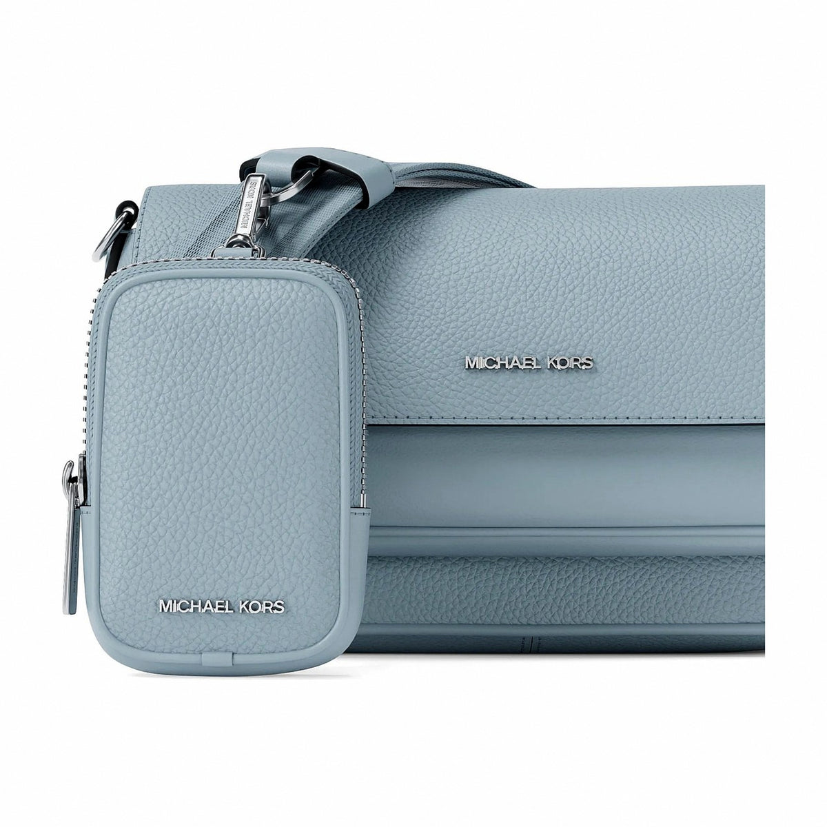 Michael Kors Jet Set Travel Small Pebbled Leather Crossbody Bag With Pouch - PALE OCEAN