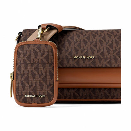 Michael Kors Jet Set Travel Small Signature Logo Crossbody Bag With Pouch - BROWN
