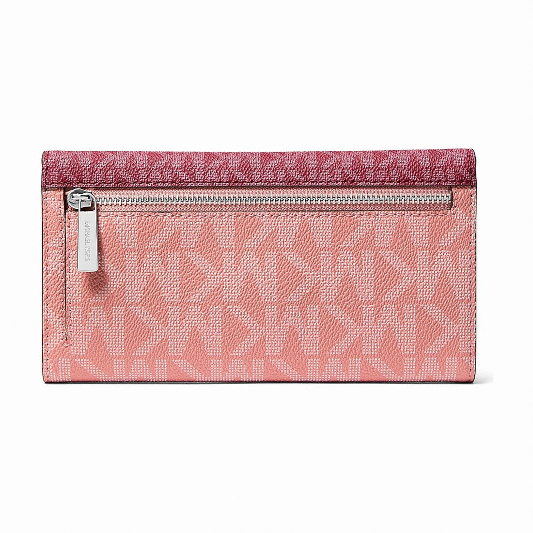 Michael Kors Jet Set Travel Signature Logo Tri-Fold Wallet - MAROON