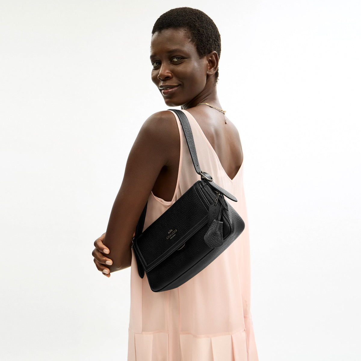 Coach Etta Small Flap Shoulder Bag - Gunmetal/Black